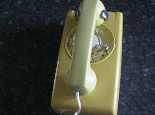 Vintage Yellow Western Electric Bell System 554 Rotary Wall Hanging Telephone