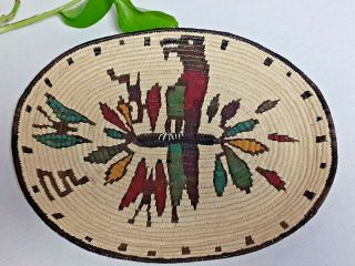 Pictorial Parrot Butterfly Wounaan Darien Embera Indian Fine Weave Basket Tray