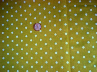 Polka Dot On Mustard Yellow Vtg Feedsack Quilt Sewing Doll Clothes Craft Fabric