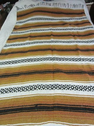 Vintage - Native American Indian Blanket Rug With Fringe - 49 1/2 " X 73 "