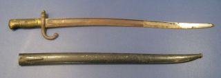 1873 French Chassepot Bayonet With Scabbard.  Marked On Blade