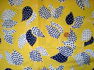Floral Full Feedsack Quilt Sewing Doll Clothes Craft Fabric Yellow Navy