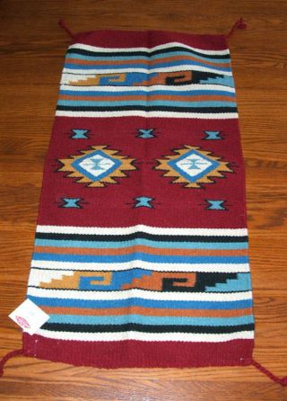 Throw Rug Tapestry Southwestern Thick Hand Woven Wool 20x40 " 423