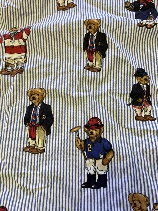 Vintage Ralph Lauren Twin Xlt Fitted Sheet Bears Stripes