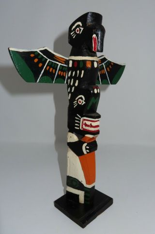 Hand Crafted North American West Coast Carved Hand Painted Totem Pole 11 3/4 "