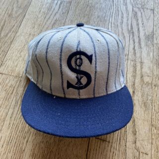 80s Vtg Chicago White Sox Fitted Hat 7 1/2 1908 Throwback Logo Wool Pinstripe Og