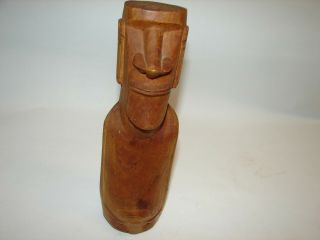 Vintage Easter Island Wood Carved Moai Rapa Nui Statue Tiki Figurine