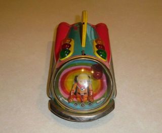 Vintage Modern Toys Moon Rocket Tin Litho Battery Operated