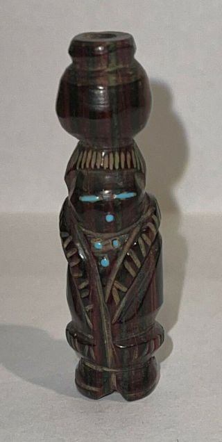 Zuni Indian Maiden W/ Pot Wood Fetish Carving Chavez Native American Miniature 3