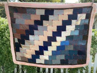 Vintage Baby Quilt 34 " By 26 " Blanket Crib Handmade Lovely Antique