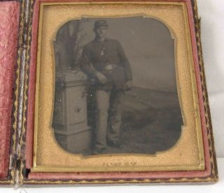 Indian War Era Photograph Of Soldier With Badge,  In Case