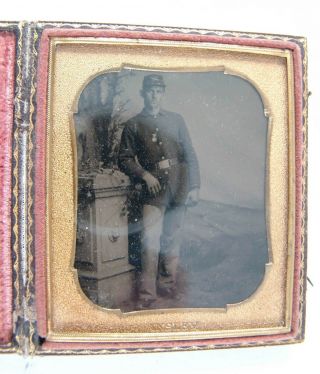 Indian War Era Photograph of Soldier with Badge,  in Case 2