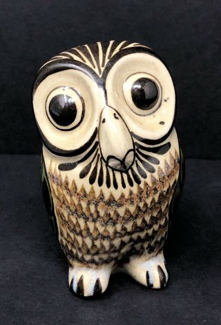 Vintage Carlos Villanueva Tonala Folk Art Mexican Pottery Owl Bird Ken Edwards