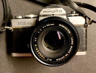 Vintage Minolta XD - 11 35mm film Camera w/ 50mm Lens & Neck Strap 2