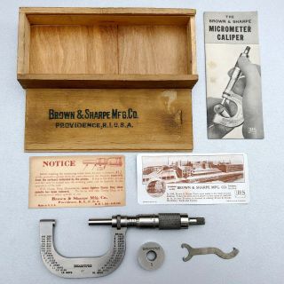 Vintage Brown And Sharpe 1 " - 2 " Micrometer No.  47 Made In Usa With Box