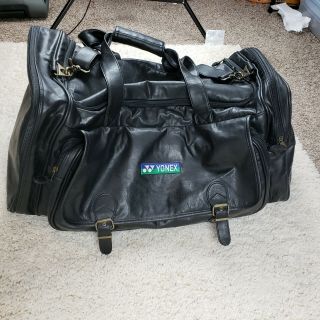 Yonex Vintage Leather Duffle Bag Black Some Scuffs 21 Inch