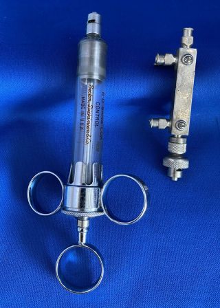 Vintage Becton Dickinson B - D Sana - Lok Control Glass Syringe With Other Piece