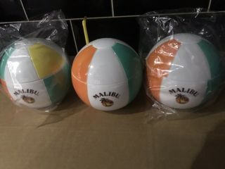 Malibu Beach Ball Drinking Cups X3 With Straws Man Cave/bbq/cocktails/party