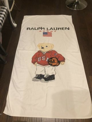 Ralph Lauren Polo Sport Teddy Bear With Basketball Beach Towel