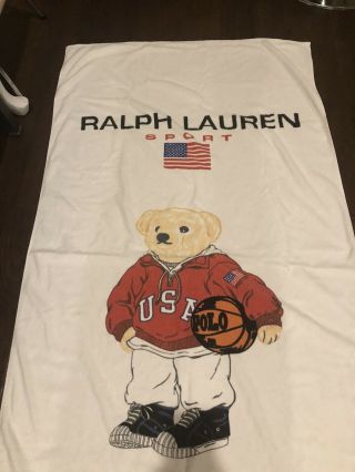 Ralph Lauren Polo Sport Teddy Bear With Basketball Beach Towel 2