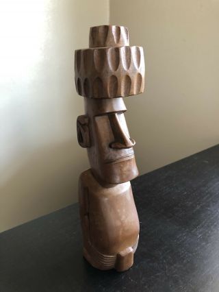 Fine Vintage Carved Moai Statue Easter Islands Rapa Nui Wood Fertility Figurine