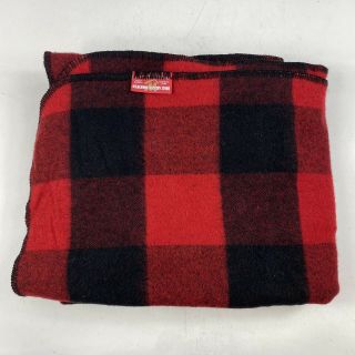 Marlboro Country Store 60 X 55 Red/black Us Made Plaid Wool Blend Blanket