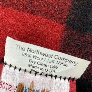 MARLBORO COUNTRY STORE 60 X 55 Red/Black US Made Plaid WOOL Blend Blanket 3