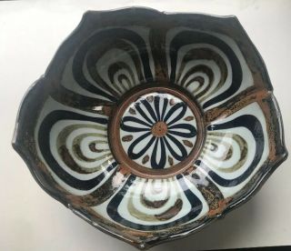 El Palomar Mexico Pottery Ken Edwards Lotus Large Bowl Serving Centerpiece 12 "