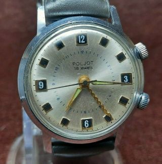 Soviet Poljot Alarm Watch Russia Ussr Men Wristwatch Vintage Mechanical Vibro