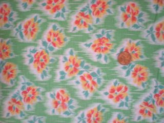 Floral Intact Feedsack Quilt Sewing Doll Clothes Craft Fabric Green Red Yellow