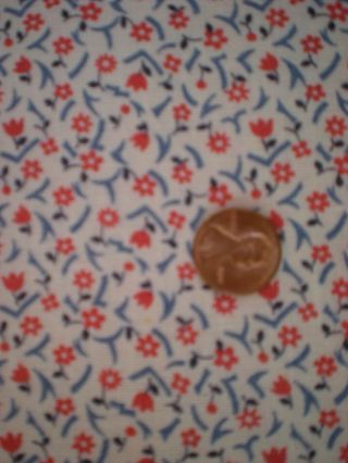 Tiny Floral Full Vtg Feedsack Quilt Sewing Doll Clothes Craft Fabric Red Blue