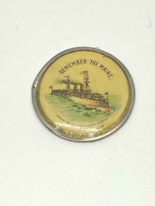 Spanish American War Button Pin / Remember The Maine