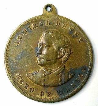 Admiral Dewey Hero Of Manila Remember The Maine Bronze Medal