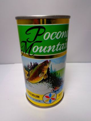 Pocono Mountain Straight Steel Pull Tab Beer Can 110 - 4 Small Mouth Bass Fishing