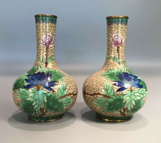 Vintage Mirror Image Chinese Cloisonne Bud Vases
