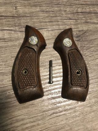 Vintage Smith And Wesson J Frame Service Grips Round Butt Magna S&w