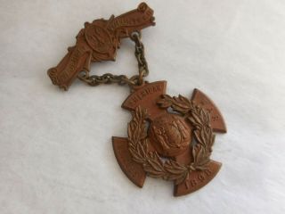 Jersey Volunteer Spanish American War 1898 Bronze Pin And Medal