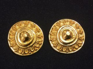 Vintage Christian Dior Jewelry Earrings Clip On Gold Tone.