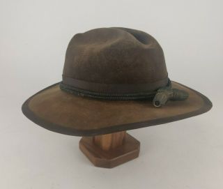 Vintage M1902 Us Army Officer Brown Slouch Cap Cowboy Hat Named