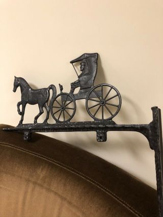 Vintage Cast Iron Garden Decor Horse & Buggy Sign