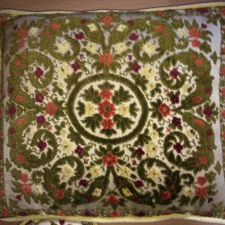 1 - Vintage Retro Mid - Cent Throw Pillow Floral Gorgeous Floral Yellow Green Red