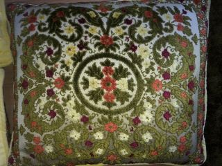 1 - Vintage Retro Mid - Cent Throw Pillow Floral GORGEOUS Floral Yellow Green Red 3