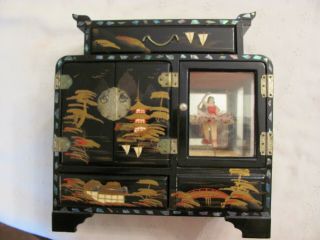 Vintage Lacquer Musical Jewelry Box With A Dancing Ballerina Made In Japan