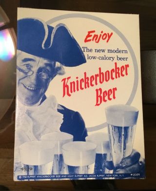 1953 Ny Knickerbocker Beer Sign Patriot Mascot Cardboard Advertising