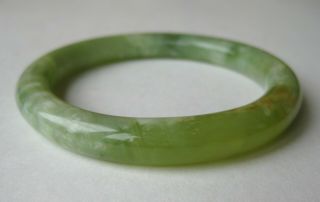 Vintage Chinese Carved Celadon Green Jade Bangle Bracelet