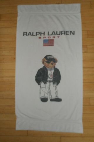 Vintage Ralph Lauren Polo Sport Cool Bear Huge Beach Towel Size 34 " X 65.  5 "