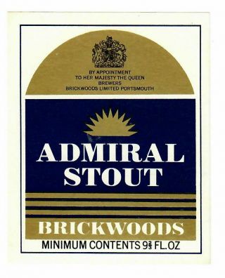 Beer Label: Brickwood,  Portsmouth,  Admiral Stout 75mm Tall