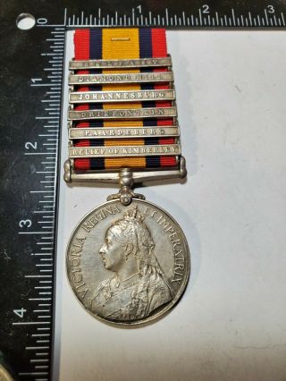 Boer War Queens Silver Medal With 6 Clasp