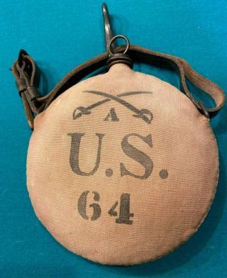 Us Army Cavalry Spanish American War Period Canteen With Leather Strap