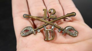 Spanish American War Wwi Us Army 12th Cavalry Pin Company D
